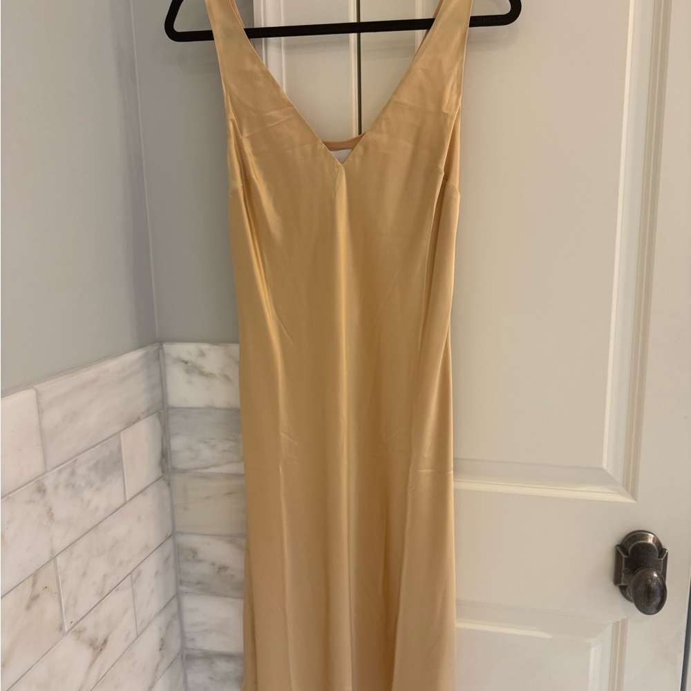 Reformation Silk Slip Dress in Champagne